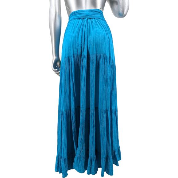 Vintage 1990's ANNA KONYA Renaissance Fair Gypsy Tiered MAXI SKIRT Crinkly Gauze - Picture 6 of 10